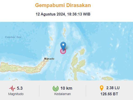 Gempa Terkini M 5,3 Guncang Pulaudoi Maluku Utara, Tidak Berpotensi Tsunami