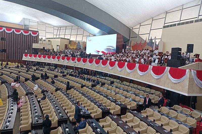 Presiden Jokowi Pidato Kenegaraan Hari Ini, Begini Suasana Gedung Parlemen - Bagian 2