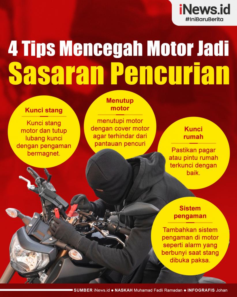 Infografis 4 Tips Mencegah Motor Jadi Sasaran Pencurian