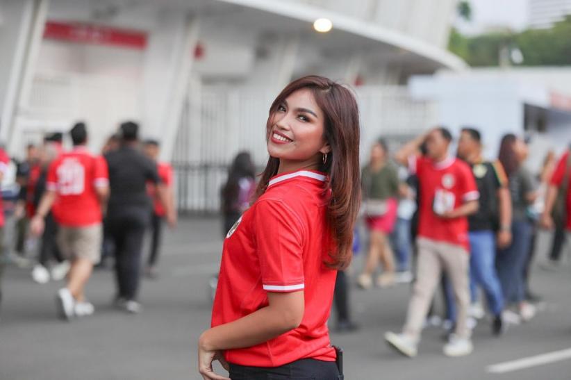 Potret Suporter Cantik Dukung Timnas Indonesia Kalahkan Australia - Bagian 3
