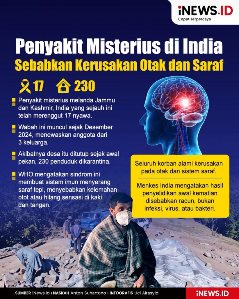 Infografis Penyakit Misterius di India Sebabkan Kerusakan Otak dan Saraf