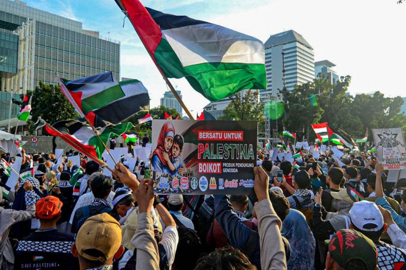 Aksi Bela Palestina di Depan Kedubes Amerika Serikat, Kecam Kejahatan Israel - Bagian 1