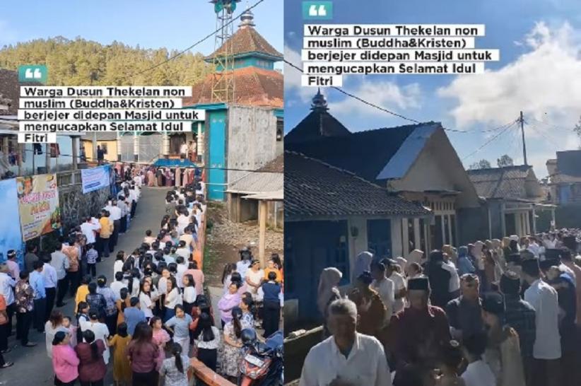 Viral Potret Indahnya Toleransi Umat Beragama di Dusun Thekelan Semarang saat Lebaran