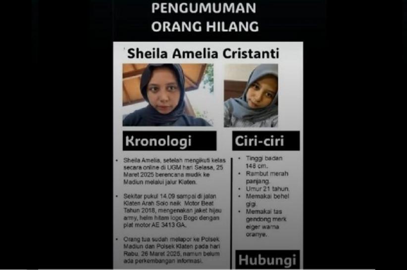 Mahasiswi UGM Tewas dalam Drainase di Magetan Ternyata Dilaporkan Hilang sejak 26 Maret