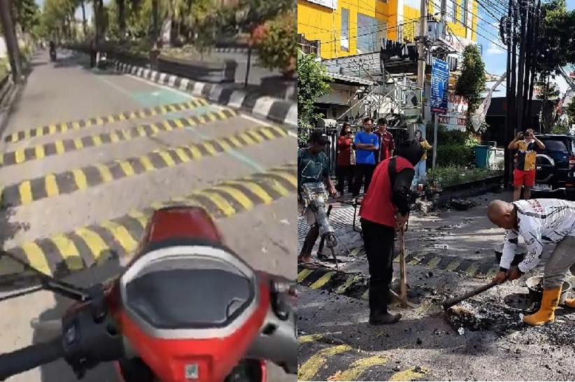 Viral Polisi Tidur Berjejer 4 di Klaten yang Membahayakan, Langsung Dieksekusi Bupati