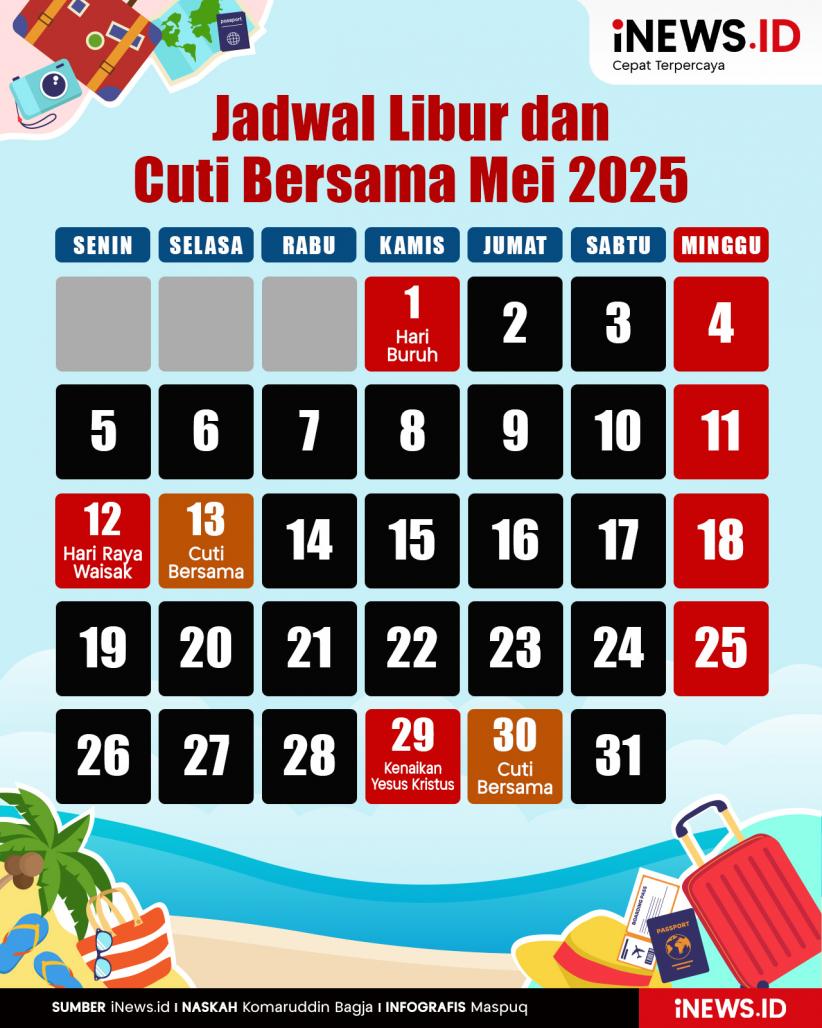 Infografis Jadwal Libur dan Cuti Bersama Mei 2025