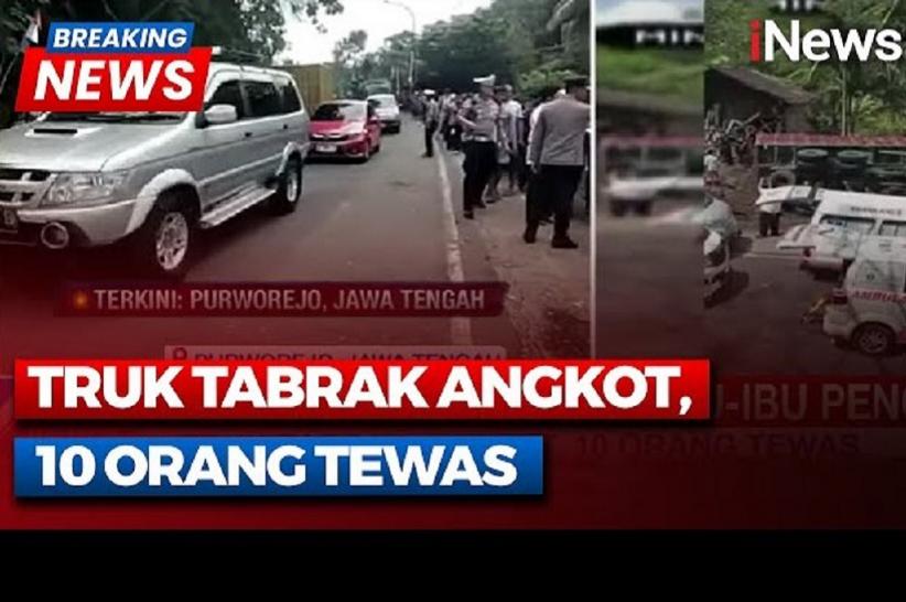 Breaking News! Kecelakaan Maut Truk Tabrak Angkot di Purworejo, 10 Orang Tewas