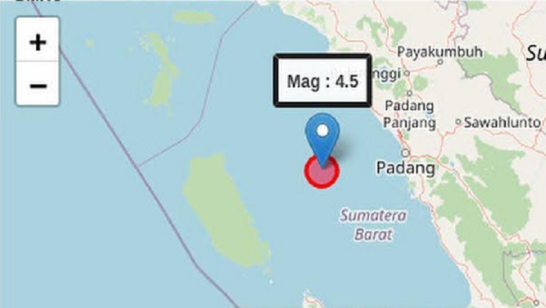 Gempa Magnitudo 4,5 Guncang Barat Daya Pariaman, Warga Dikejutkan Getaran Kuat 