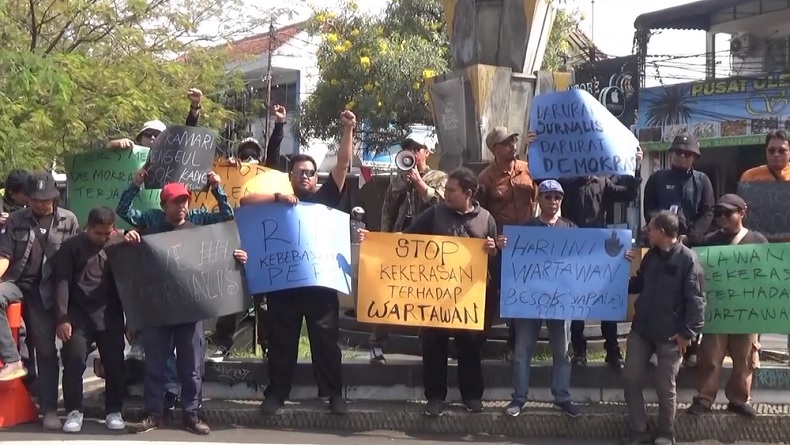 Aksi Solidaritas di Cianjur, Polisi Diminta Usut Tuntas Kasus Kekerasan Terhadap Wartawan 