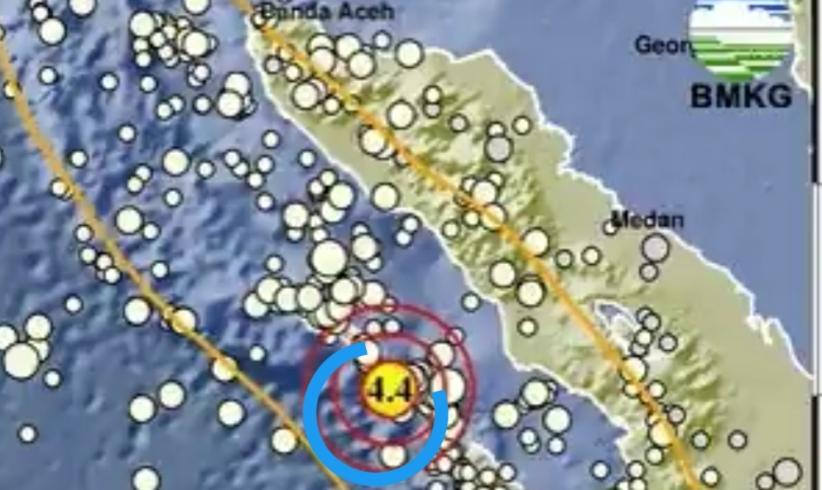 Gempa Terkini 2 Menit yang Lalu M 4,4 Guncang Sinabang Aceh
