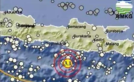 Pusat Gempa Terkini 2 Menit yang Lalu M 3,1 Guncang Pacitan