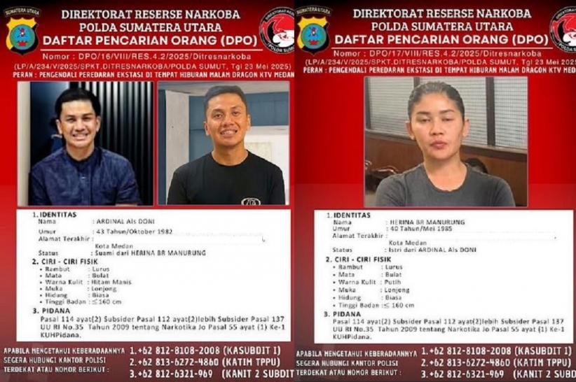 Pasutri Pemilik Dragon KTV Medan Masuk DPO, Pengendali Peredaran Ekstasi