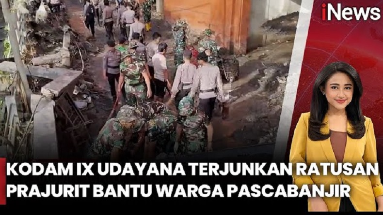 Banjir Bali Surut, Personel Kodam IX Udayana Bersama Warga Lakukan Pembersihan
