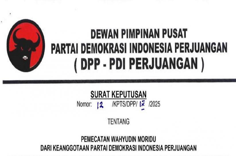 Alasan PDIP Pecat Wahyudin Moridu, Jatuhkan Nama Baik dan Citra Partai