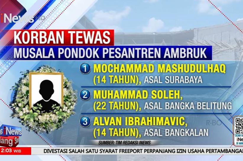 Identitas 3 Korban Tewas Musala Ambruk di Ponpes Al Khoziny, Ini Nama-namanya