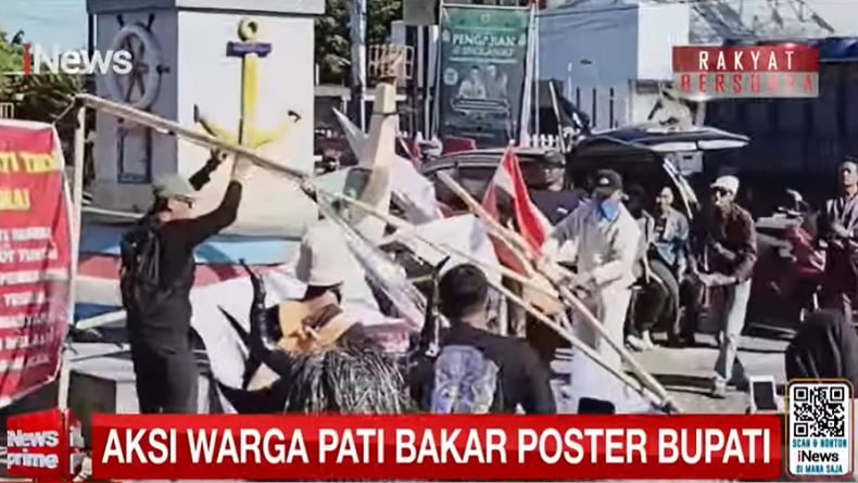 Suasana di Alun-Alun Juwana Pati Memanas, Demonstran Desak Usut Kasus Kekerasan
