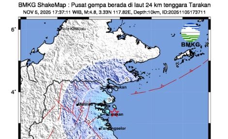 BMKG Ungkap Penyebab Gempa M 4,8 di Tarakan Kaltara, Dirasakan hingga Nunukan