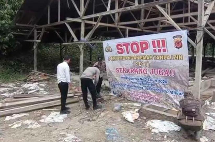Tambang Emas Ilegal di Karangjaya Tasikmalaya Ditutup, Dipasang Garis Polisi