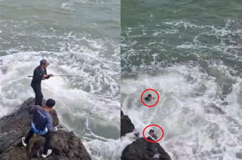 Viral! Detik-Detik 2 Pemancing di Sukabumi Hilang Dihantam Ombak Pantai Cikeueus