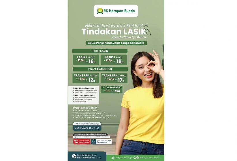 Lihat Lebih Jelas Tanpa Kacamata, Saatnya Lasik di RS Harapan Bunda!