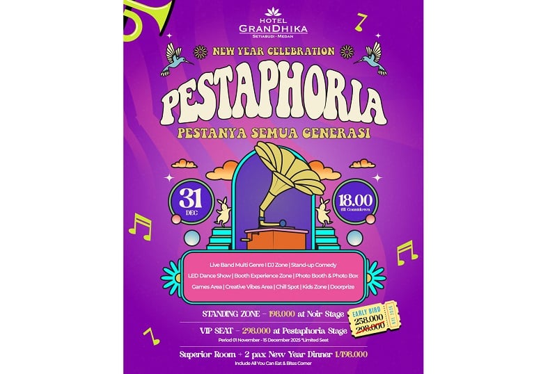 Sambut Tahun Baru, Hotel GranDhika Setiabudi Medan Gelar Pestaphoria