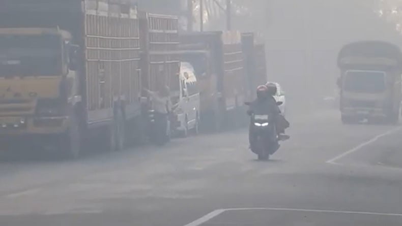 8 Hektare Lahan Gambut di Aceh Barat Terbakar, Jalan Lintas Provinsi Diselimuti Asap