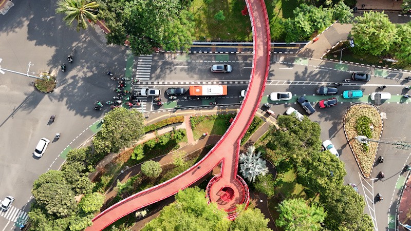 Penampakan dari Udara Jembatan Penghubung Taman Bendera Pusaka - Bagian 3