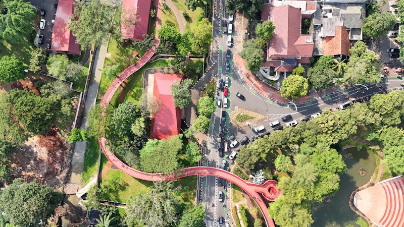 Penampakan dari Udara Jembatan Penghubung Taman Bendera Pusaka - Bagian 2