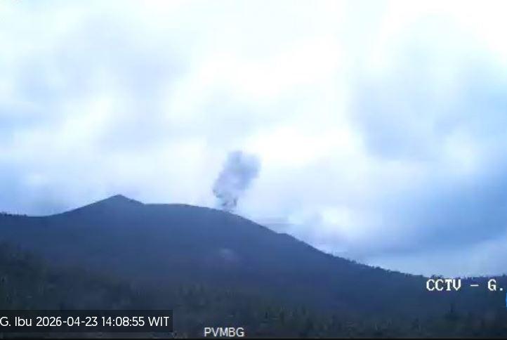 Gunung Ibu Meletus, Ketinggian Kolom Abu Capai 600 Meter