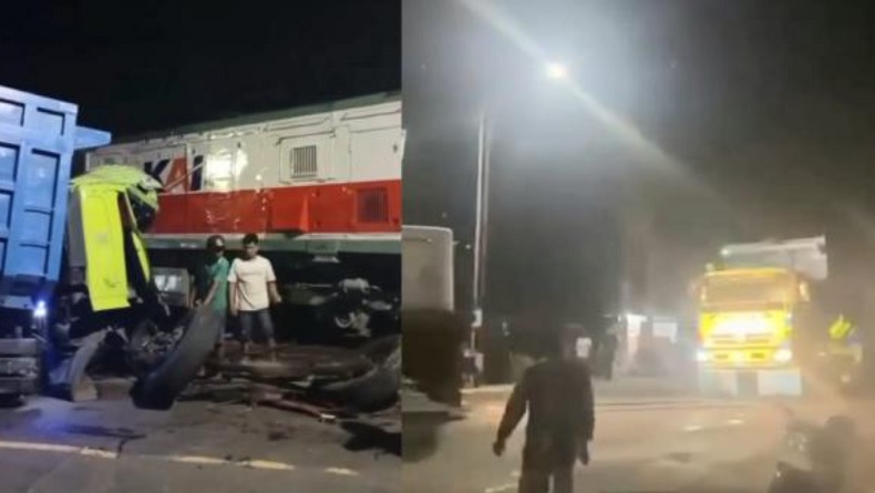 Nekat Melintas Saat Sirene Berbunyi hingga Mogok, Truk Ringsek Ditabrak Kereta di Blitar