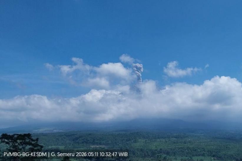 Gunung Semeru Meletus Siang Ini, Muntahkan Kolom Abu Setinggi 1.200 Meter