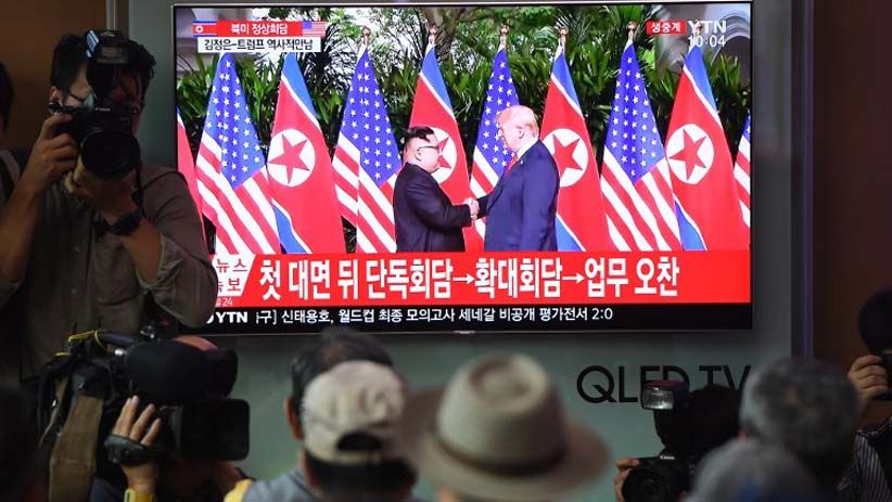 Foto-Foto Bersejarah Pertemuan Donald Trump dan Kim Jong Un di Singapura - Bagian 7