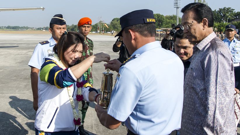 Pesawat TNI AU Kawal Kedatangan Api Obor Asian Games 2018  - Bagian 4