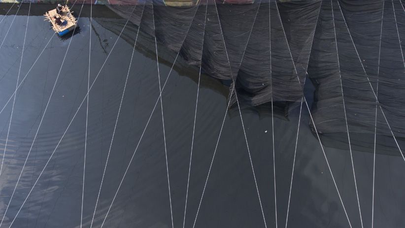 Penampakan dari Udara, Kali Item Dipasang Jaring Sambut Asian Games - Bagian 1