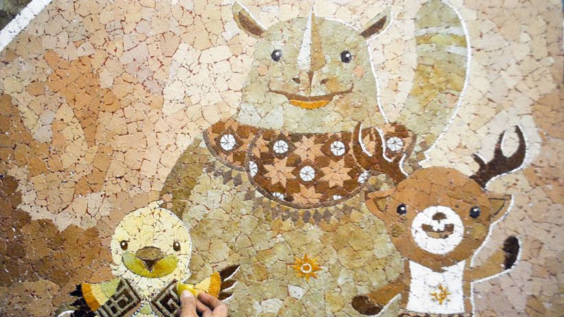 Lukisan Maskot Asian Games 2018 Ini Terbuat dari Cangkang Telur - Bagian 2