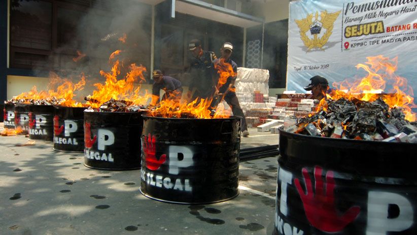 Bea Cukai Tegal Musnahkan 1 Juta Batang Rokok Ilegal