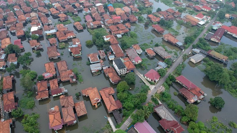 Penampakan dari Udara Luapan Sungai Batanghari Rendam Ratusan Rumah - Bagian 2