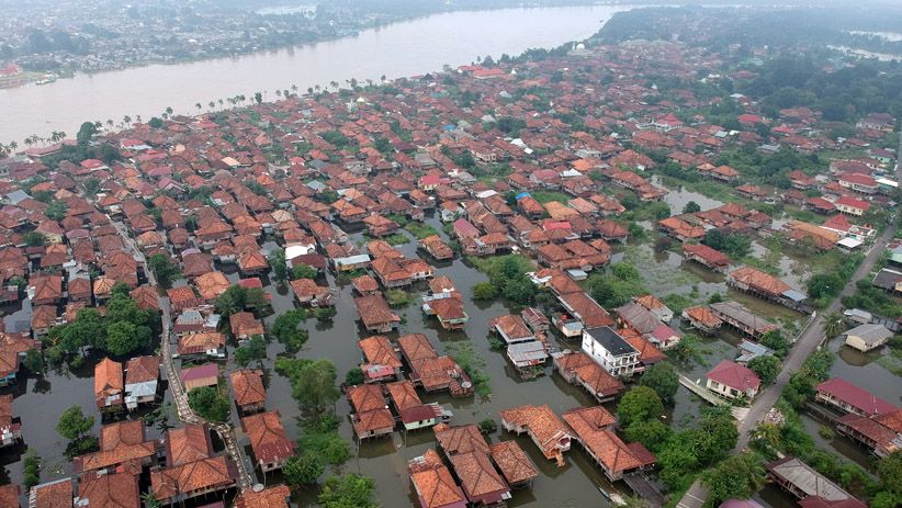 Penampakan dari Udara Luapan Sungai Batanghari Rendam Ratusan Rumah - Bagian 1