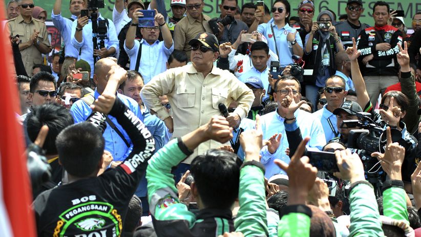 Prabowo Hadiri Kopi Darat Ribuan Driver Ojek Online di Bogor - Bagian 1