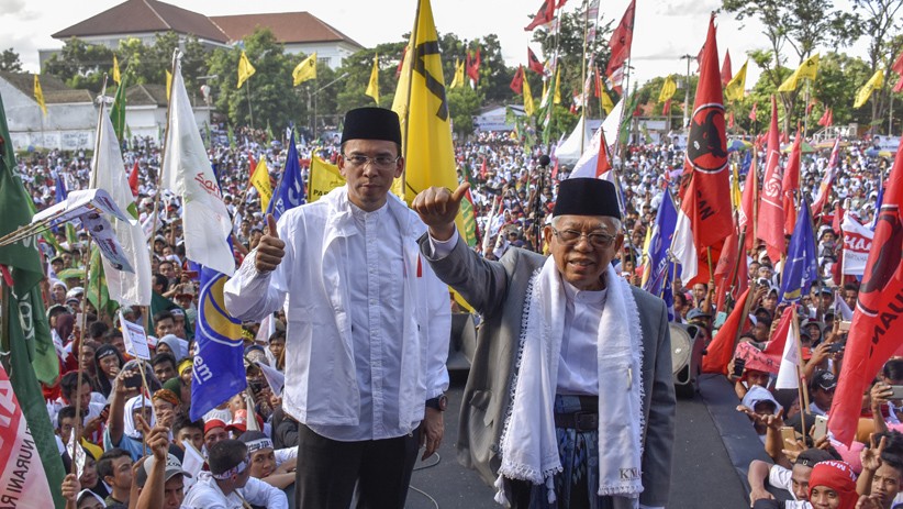 Ma'ruf Amin Didampingi TGB Kampanye Terbuka di NTB