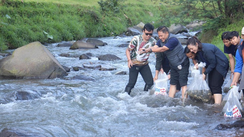 Peduli Lingkungan, Bank BRI Lepas 10.000 Bibit Ikan di Sungai Cikole - Bagian 1