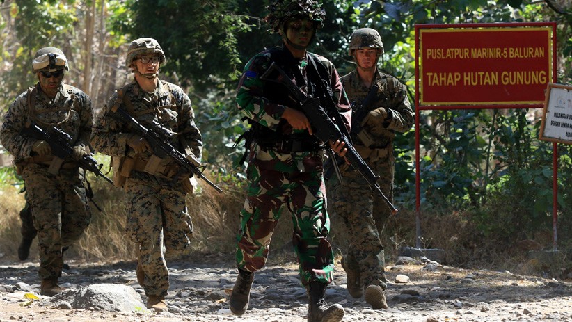 Aksi Prajurit Marinir TNI AL dan Marinir AS Latihan Tempur di Hutan Selogiri - Bagian 1