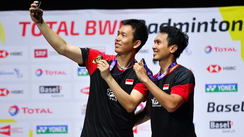 Ekspresi Ahsan/Hendra Menang Kejuaraan Dunia Bulu Tangkis 2019 - Bagian 4