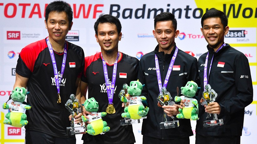 Ekspresi Ahsan/Hendra Menang Kejuaraan Dunia Bulu Tangkis 2019 - Bagian 5