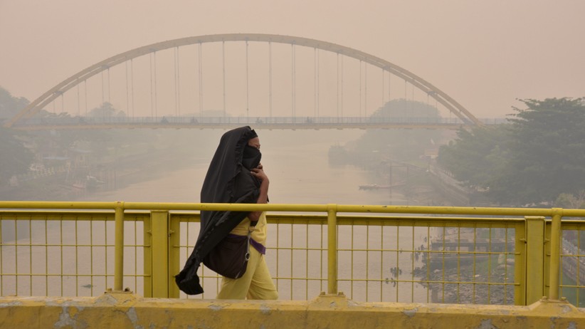 Kabut Asap akibat Kebakaran Hutan dan Lahan Ganggu Aktivitas Warga Pekanbaru - Bagian 3