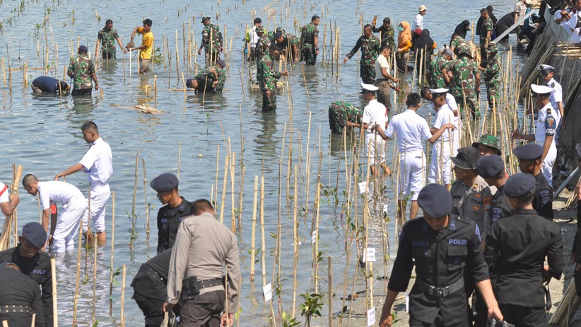 Polres Kulonprogo Tanam Mangrove Cegah Abrasi di Pasir Mendhit