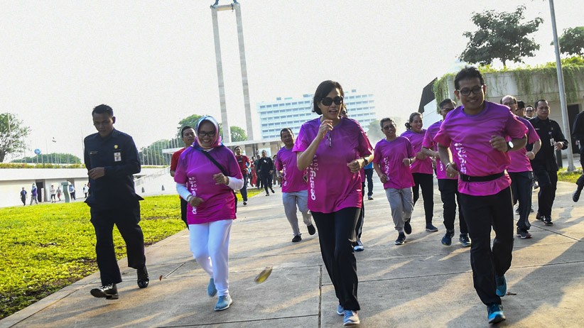 Peringati Hari Oeang, Sri Mulyani Lari Pagi bersama Ratusan Karyawan Kemenkeu - Bagian 1