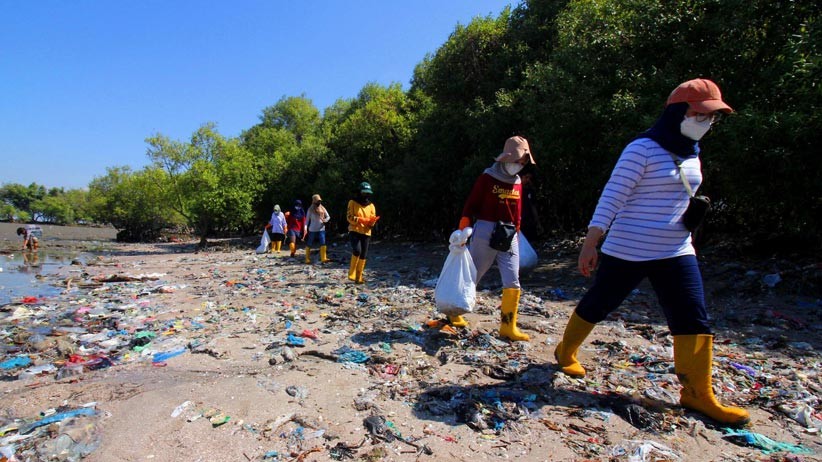 Relawan Sungai Nusantara Bebaskan Mangrove dari Sampah Plastik - Bagian 4